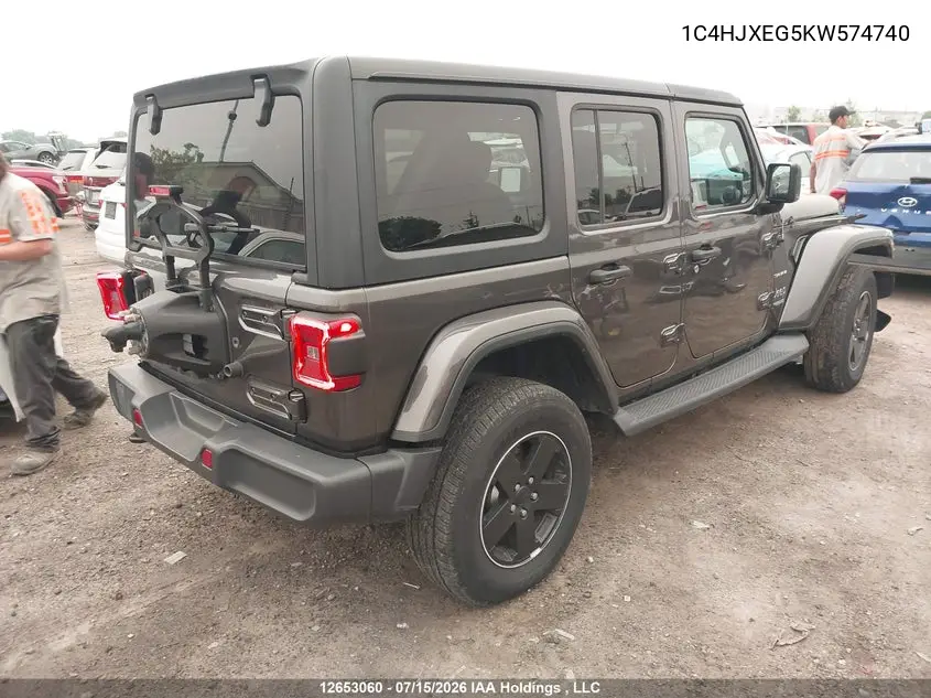 2019 Jeep Wrangler Unlimited Sahara VIN: 1C4HJXEG5KW574740 Lot: 12653060