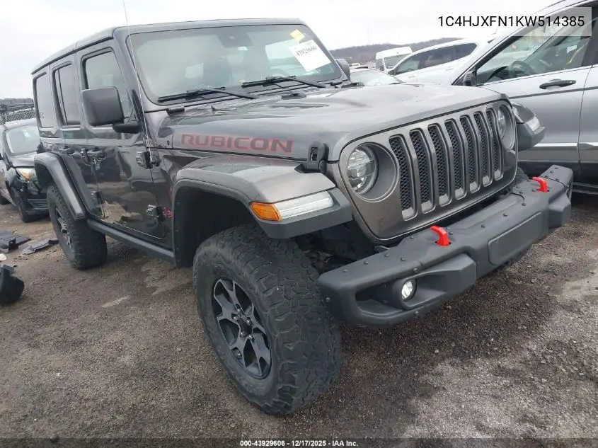 1C4HJXFN1KW514385 2019 Jeep Wrangler Unlimited Rubicon 4X4