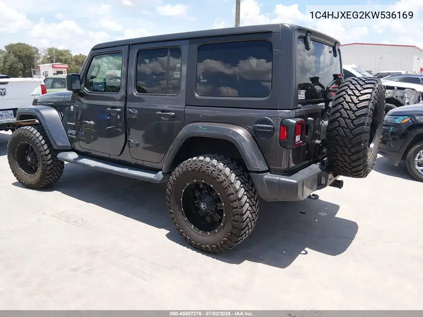 2019 Jeep Wrangler Unlimited Sahara 4X4 VIN: 1C4HJXEG2KW536169 Lot: 45507276