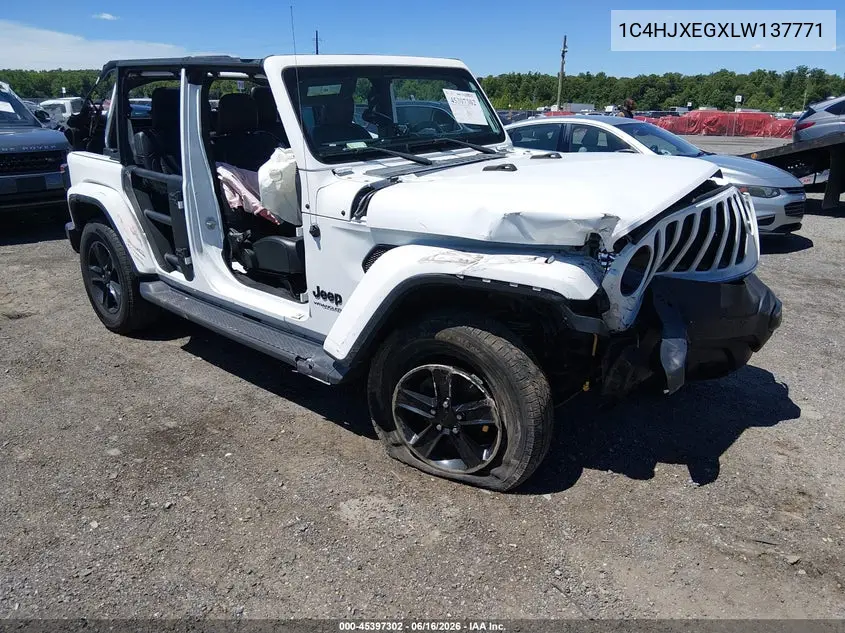 2020 Jeep Wrangler Unlimited Sahara Altitude 4X4 VIN: 1C4HJXEGXLW137771 Lot: 45397302