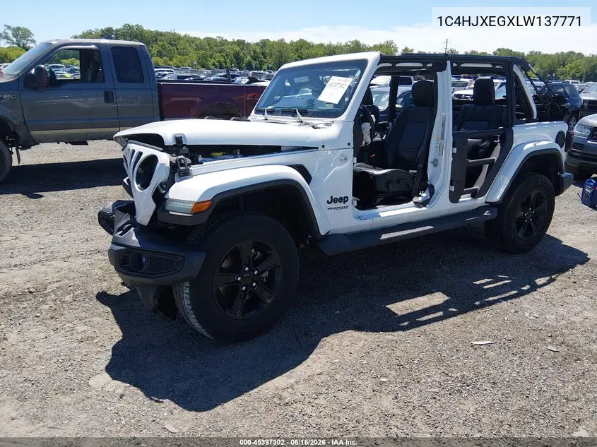2020 Jeep Wrangler Unlimited Sahara Altitude 4X4 VIN: 1C4HJXEGXLW137771 Lot: 45397302