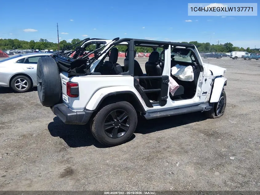 2020 Jeep Wrangler Unlimited Sahara Altitude 4X4 VIN: 1C4HJXEGXLW137771 Lot: 45397302