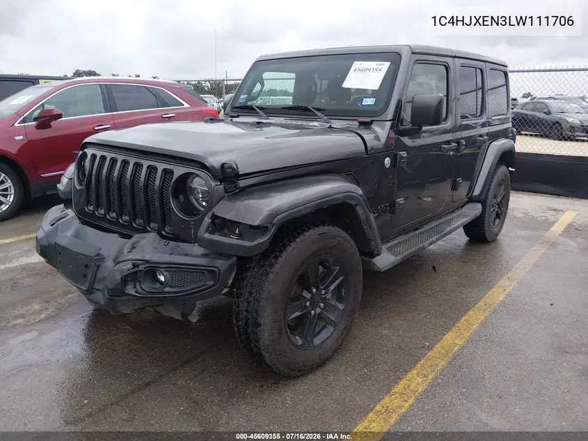 2020 Jeep Wrangler Unlimited Sahara Altitude 4X4 VIN: 1C4HJXEN3LW111706 Lot: 45609355