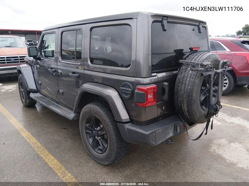 2020 Jeep Wrangler Unlimited Sahara Altitude 4X4 VIN: 1C4HJXEN3LW111706 Lot: 45609355