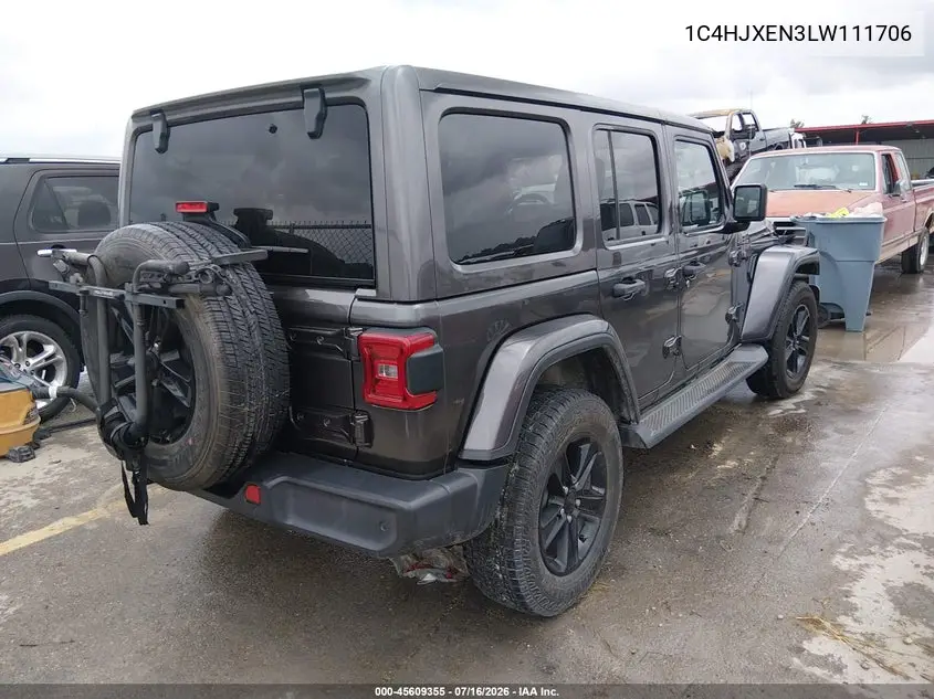 2020 Jeep Wrangler Unlimited Sahara Altitude 4X4 VIN: 1C4HJXEN3LW111706 Lot: 45609355