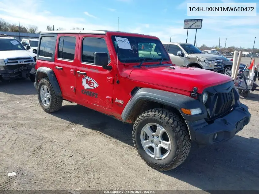 1C4HJXKN1MW660472 2021 Jeep Wrangler Unlimited Sport Rhd 4X4