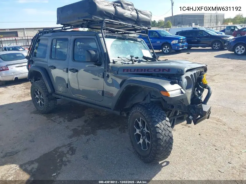 1C4HJXFGXMW631192 2021 Jeep Wrangler Unlimited Rubicon 4X4