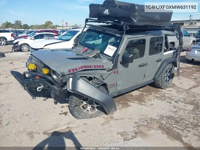 1C4HJXFGXMW631192 2021 Jeep Wrangler Unlimited Rubicon 4X4
