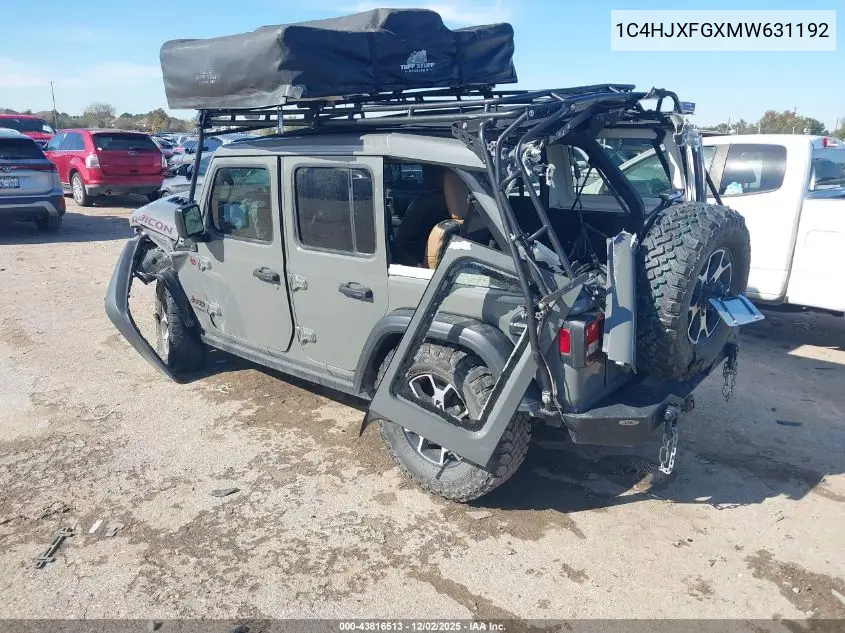 1C4HJXFGXMW631192 2021 Jeep Wrangler Unlimited Rubicon 4X4
