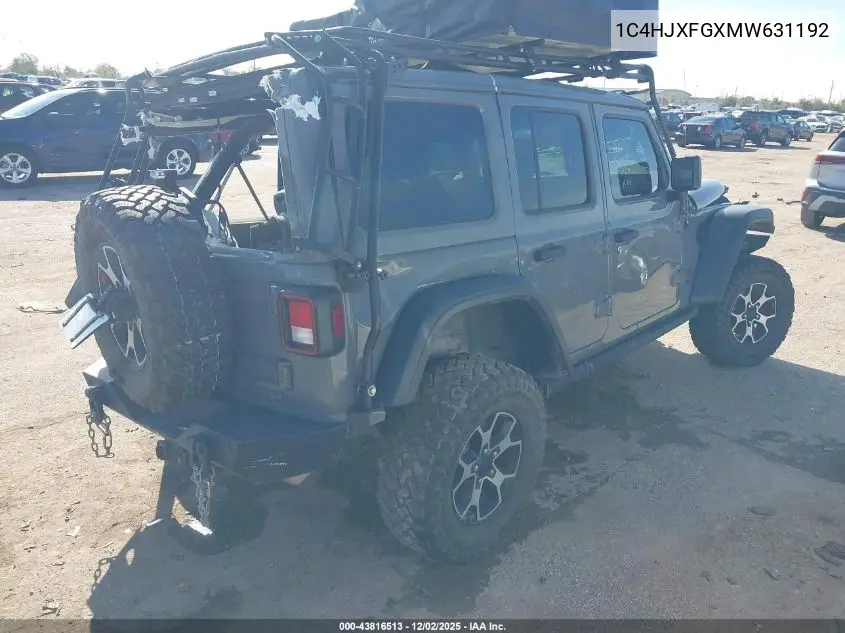 1C4HJXFGXMW631192 2021 Jeep Wrangler Unlimited Rubicon 4X4