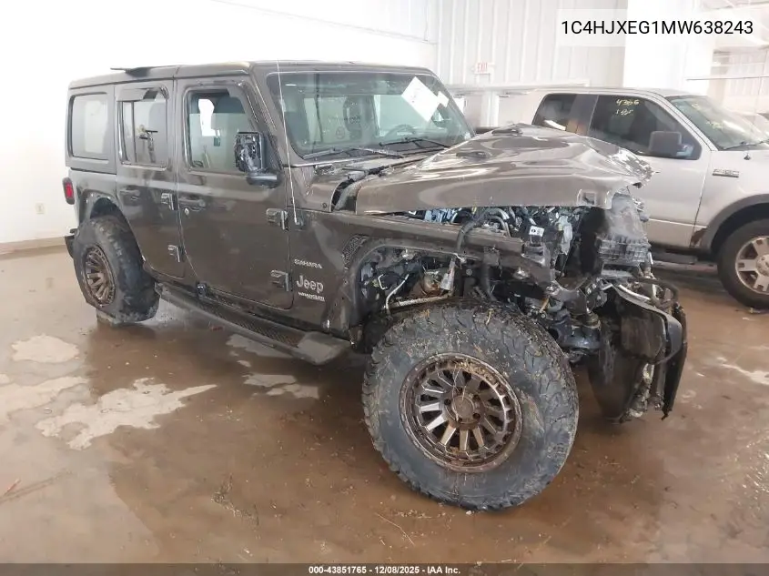 1C4HJXEG1MW638243 2021 Jeep Wrangler Unlimited Sahara 4X4