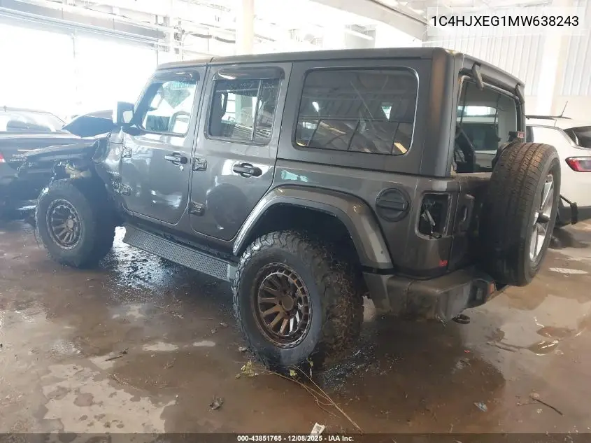 1C4HJXEG1MW638243 2021 Jeep Wrangler Unlimited Sahara 4X4
