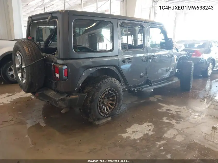 1C4HJXEG1MW638243 2021 Jeep Wrangler Unlimited Sahara 4X4