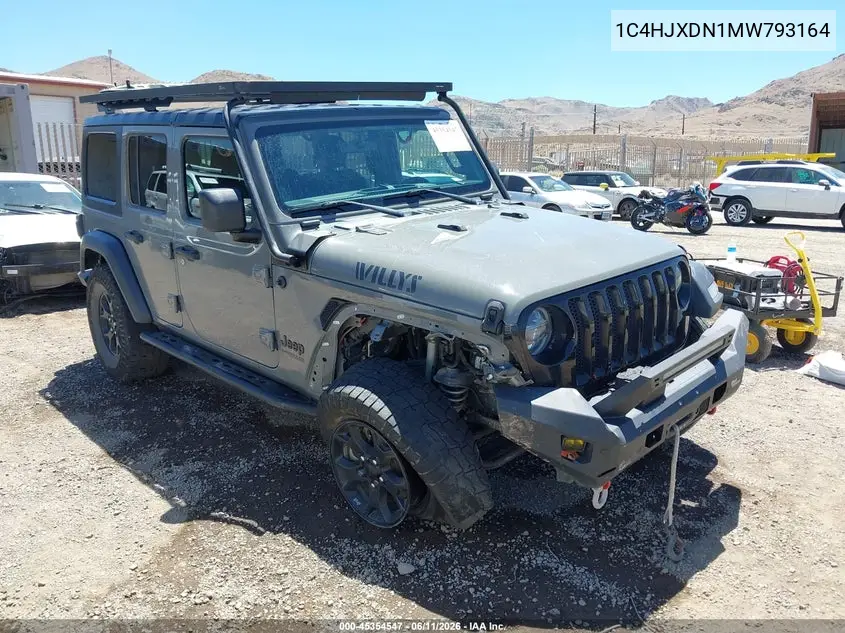 2021 Jeep Wrangler Unlimited Willys 4X4 VIN: 1C4HJXDN1MW793164 Lot: 45354547