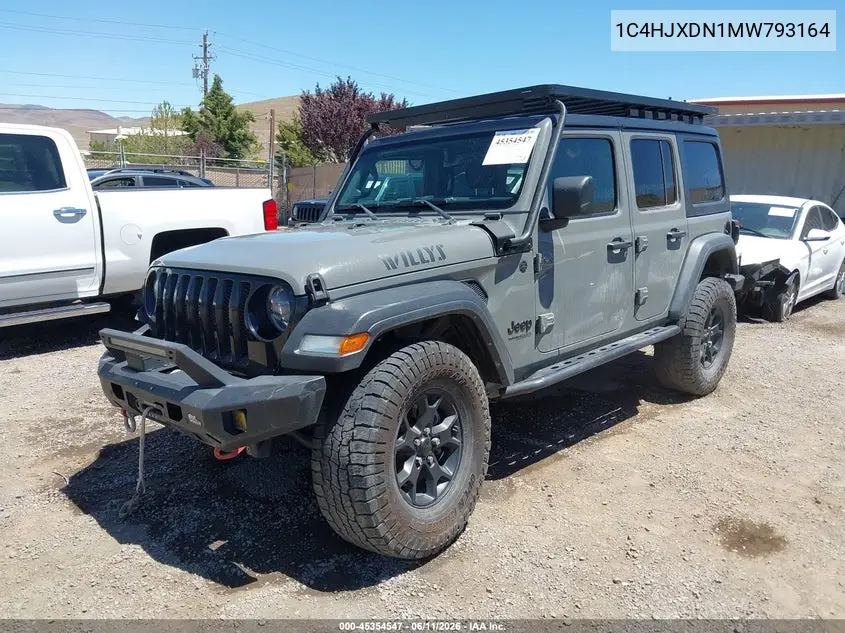 2021 Jeep Wrangler Unlimited Willys 4X4 VIN: 1C4HJXDN1MW793164 Lot: 45354547