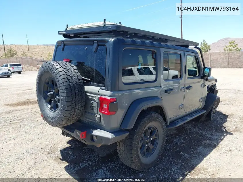 2021 Jeep Wrangler Unlimited Willys 4X4 VIN: 1C4HJXDN1MW793164 Lot: 45354547