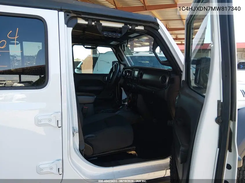 2021 Jeep Wrangler Unlimited Willys Sport 4X4 VIN: 1C4HJXDN7MW817340 Lot: 45423433