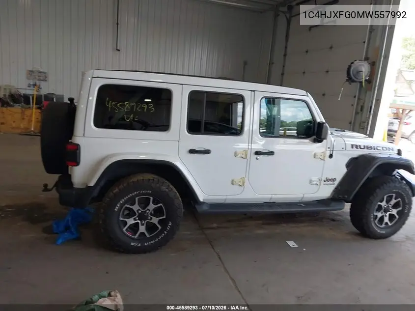 2021 Jeep Wrangler Unlimited Rubicon 4X4 VIN: 1C4HJXFG0MW557992 Lot: 45589293