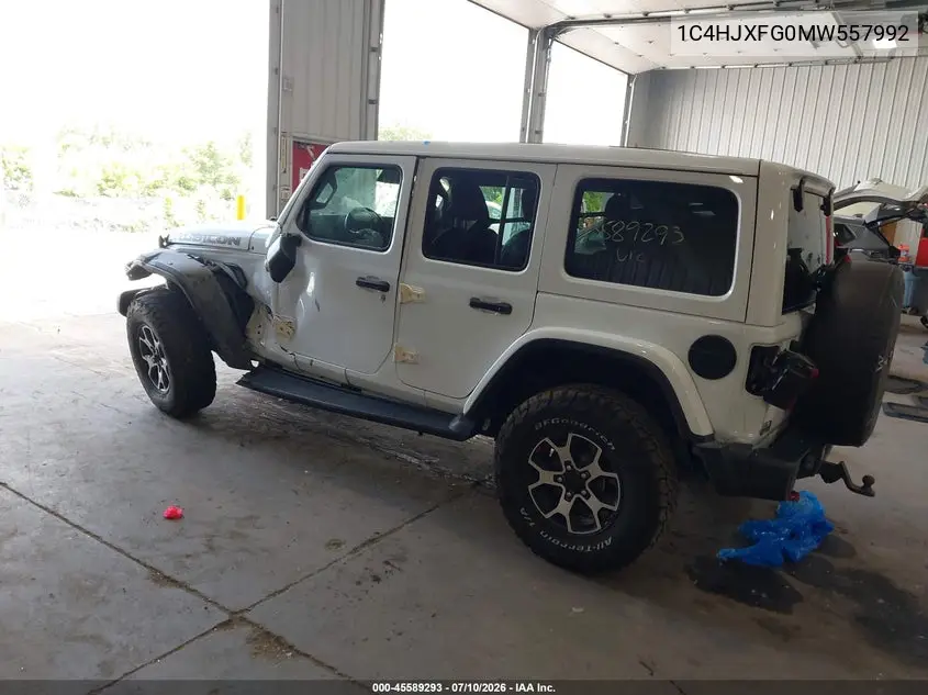 2021 Jeep Wrangler Unlimited Rubicon 4X4 VIN: 1C4HJXFG0MW557992 Lot: 45589293