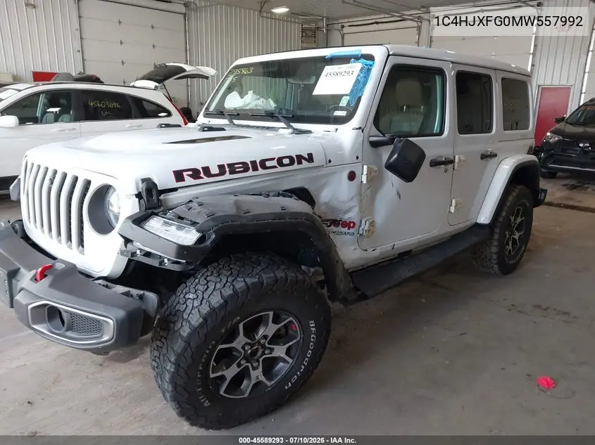 2021 Jeep Wrangler Unlimited Rubicon 4X4 VIN: 1C4HJXFG0MW557992 Lot: 45589293