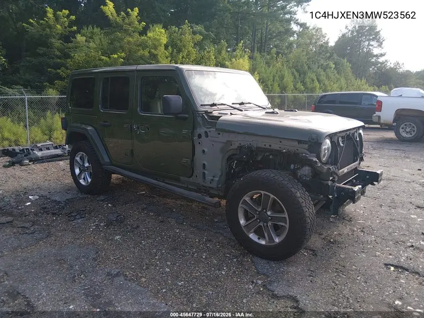 2021 Jeep Wrangler Unlimited Sahara 4X4 VIN: 1C4HJXEN3MW523562 Lot: 45647729