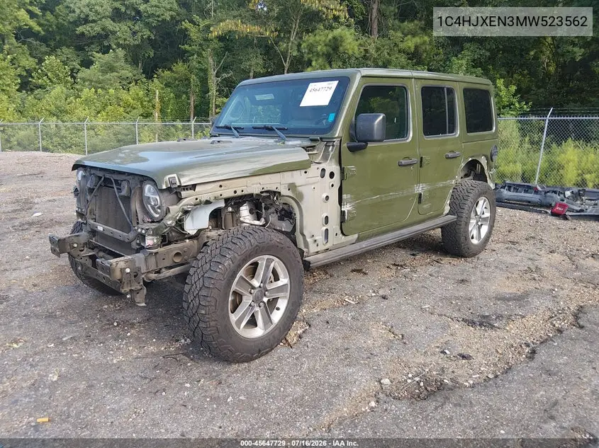 2021 Jeep Wrangler Unlimited Sahara 4X4 VIN: 1C4HJXEN3MW523562 Lot: 45647729
