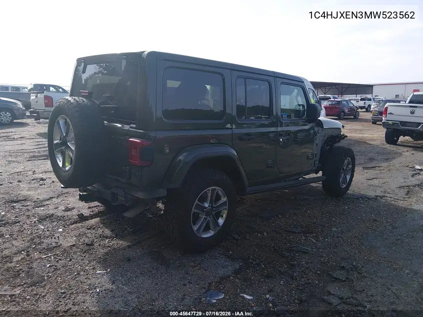 2021 Jeep Wrangler Unlimited Sahara 4X4 VIN: 1C4HJXEN3MW523562 Lot: 45647729