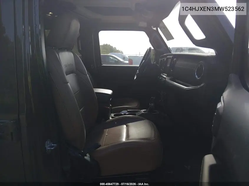 2021 Jeep Wrangler Unlimited Sahara 4X4 VIN: 1C4HJXEN3MW523562 Lot: 45647729