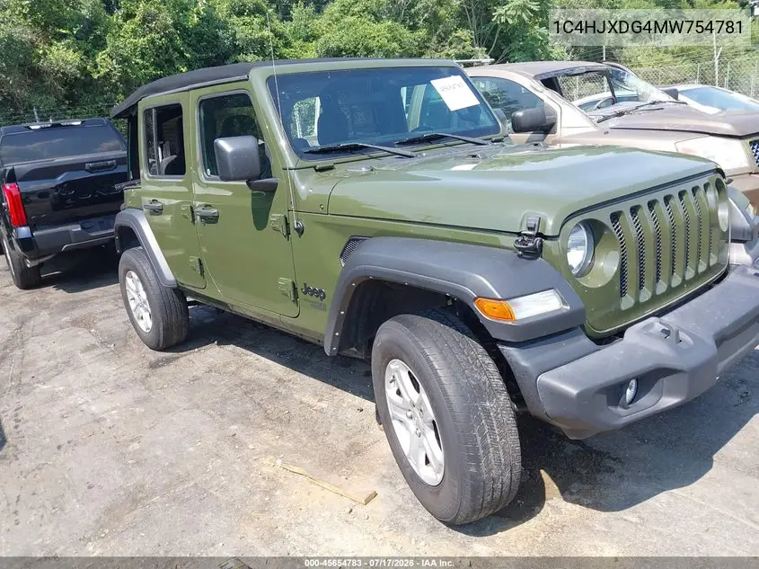 2021 Jeep Wrangler Unlimited Sport S 4X4 VIN: 1C4HJXDG4MW754781 Lot: 45654783