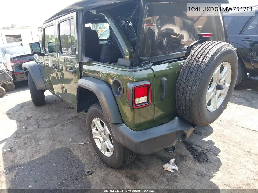 2021 Jeep Wrangler Unlimited Sport S 4X4 VIN: 1C4HJXDG4MW754781 Lot: 45654783