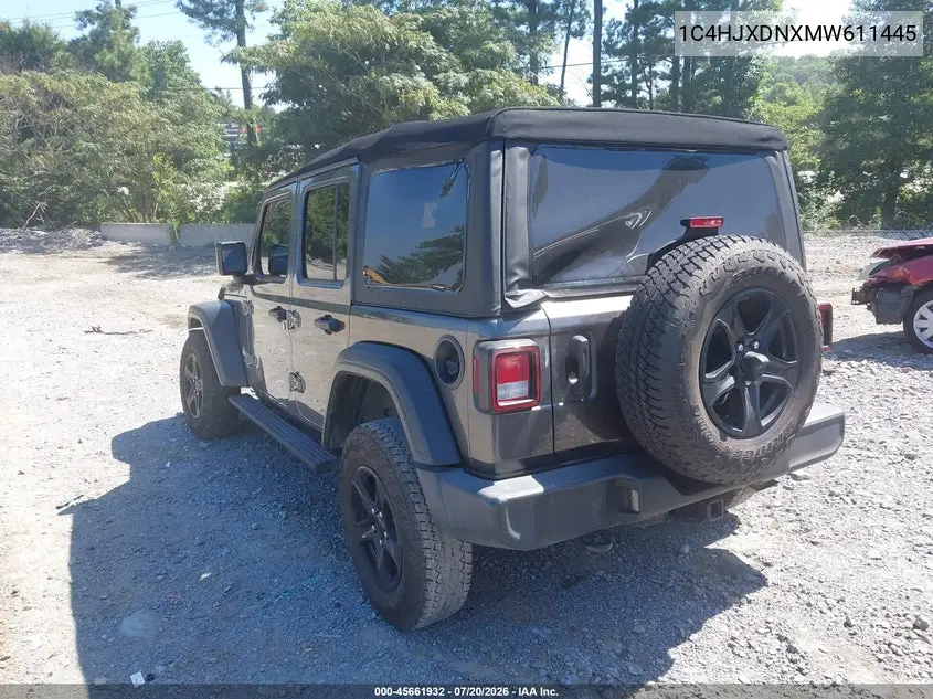 2021 Jeep Wrangler Unlimited Sport S 4X4 VIN: 1C4HJXDNXMW611445 Lot: 45661932