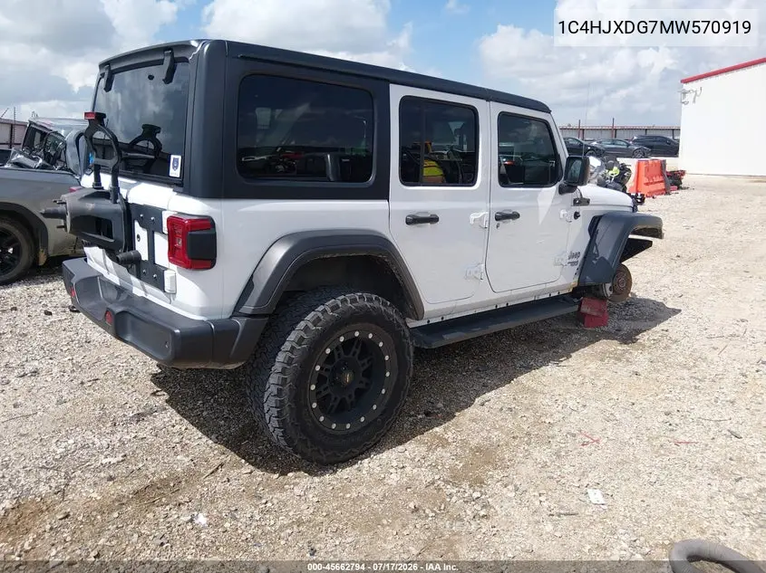 2021 Jeep Wrangler Unlimited Sport S 4X4 VIN: 1C4HJXDG7MW570919 Lot: 45662794