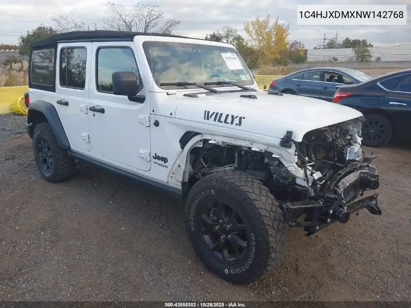 1C4HJXDMXNW142768 2022 Jeep Wrangler Unlimited Willys 4X4