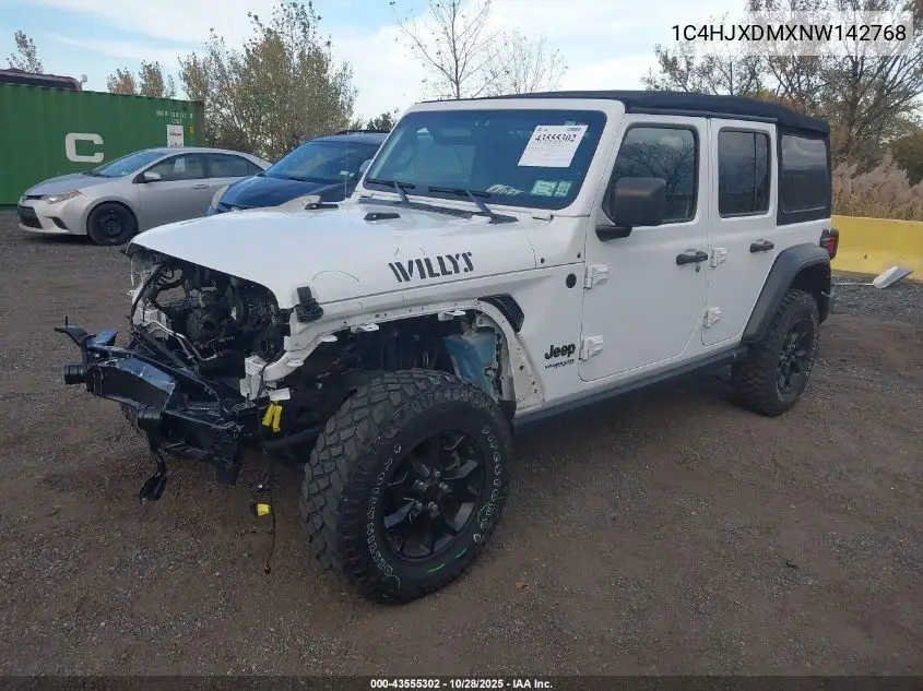 1C4HJXDMXNW142768 2022 Jeep Wrangler Unlimited Willys 4X4