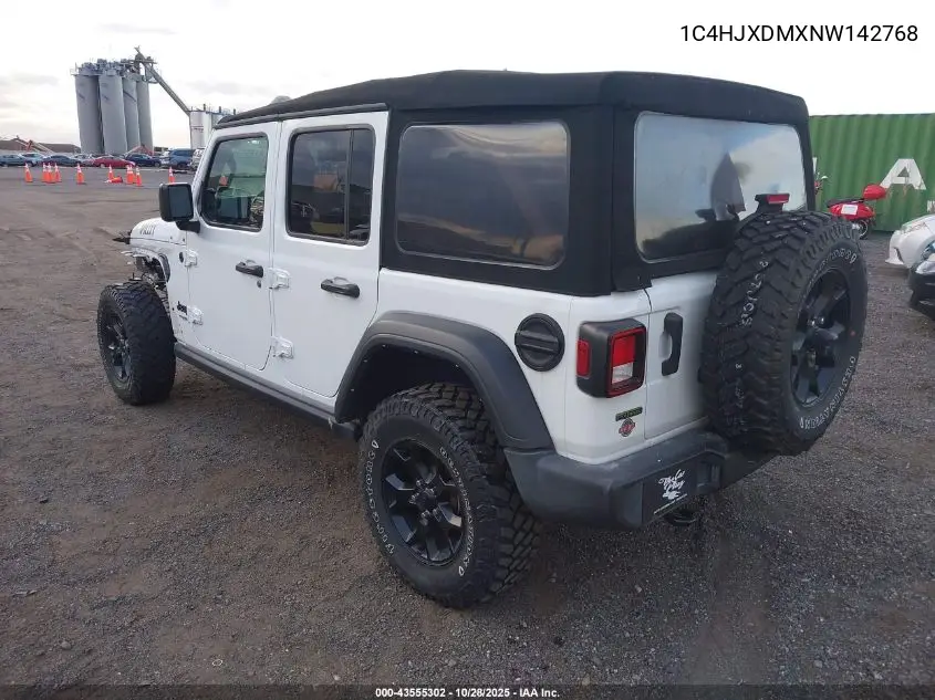 1C4HJXDMXNW142768 2022 Jeep Wrangler Unlimited Willys 4X4