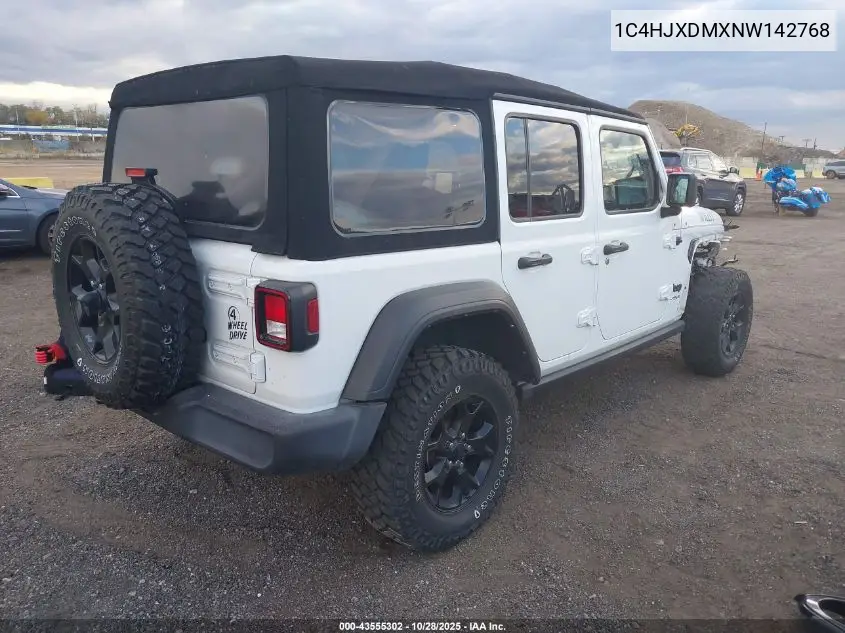 1C4HJXDMXNW142768 2022 Jeep Wrangler Unlimited Willys 4X4