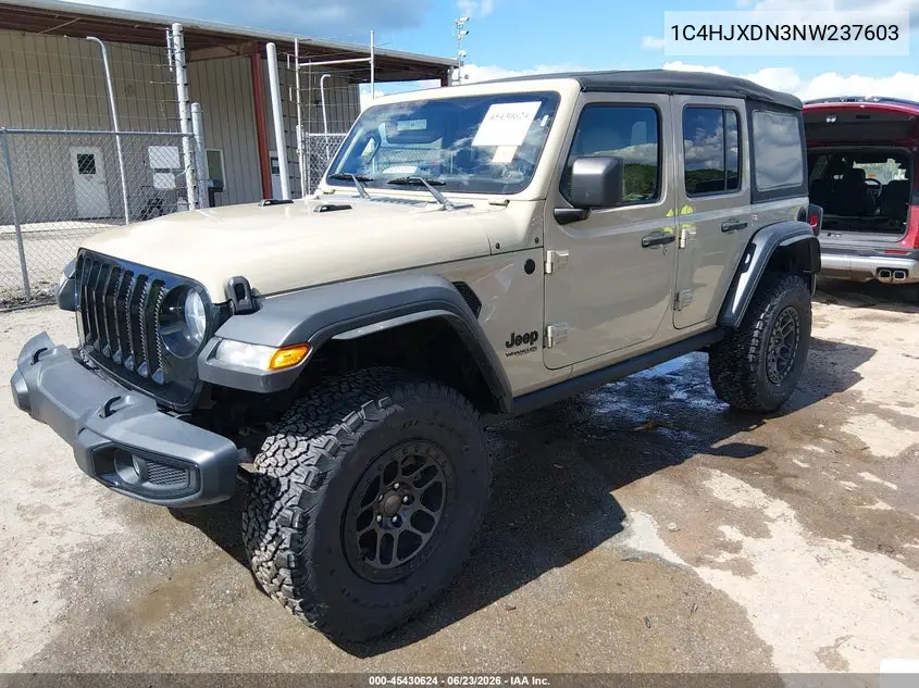2022 Jeep Wrangler Unlimited Willys Sport 4X4 VIN: 1C4HJXDN3NW237603 Lot: 45430624