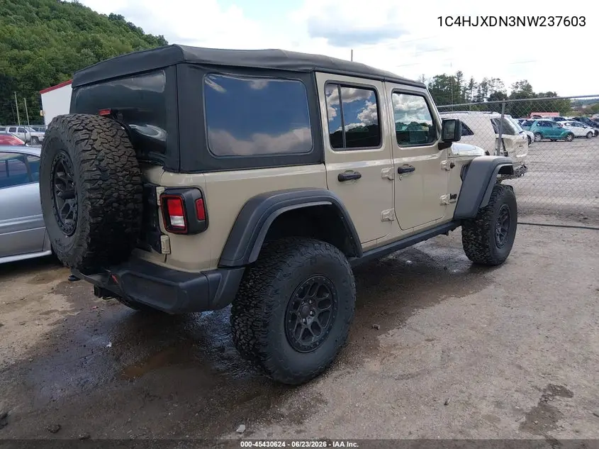 2022 Jeep Wrangler Unlimited Willys Sport 4X4 VIN: 1C4HJXDN3NW237603 Lot: 45430624