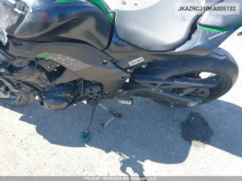 2019 Kawasaki Zr1000 J VIN: JKAZRCJ10KA005132 Lot: 12634289