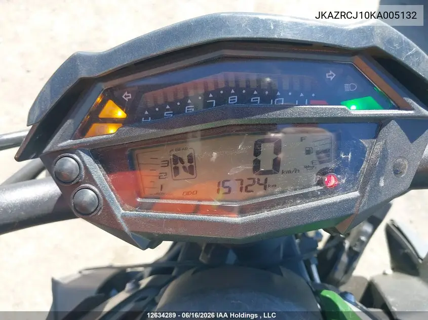 2019 Kawasaki Zr1000 J VIN: JKAZRCJ10KA005132 Lot: 12634289