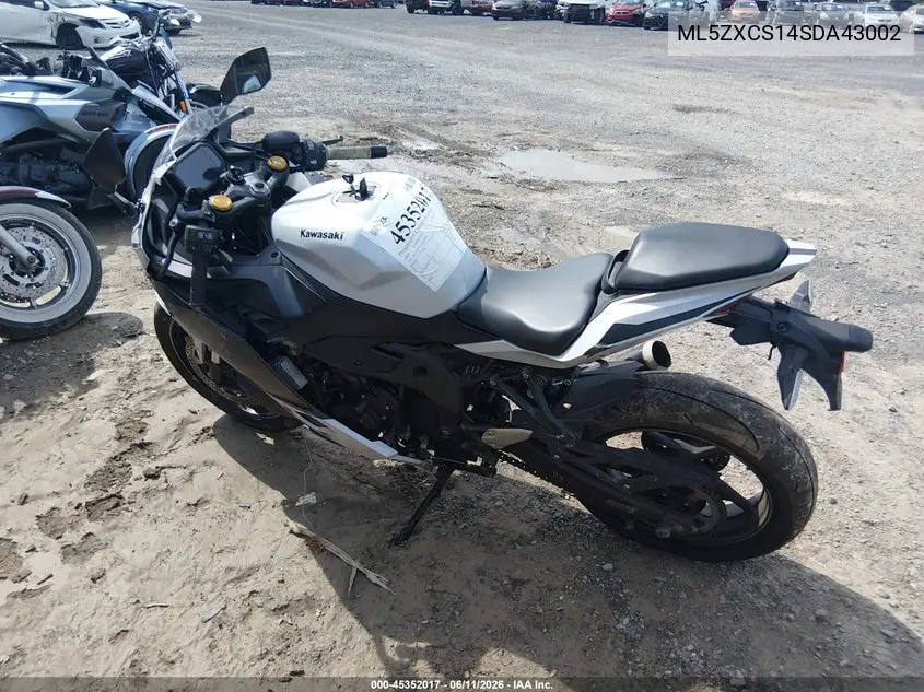 2025 Kawasaki Zx400 S VIN: ML5ZXCS14SDA43002 Lot: 45352017