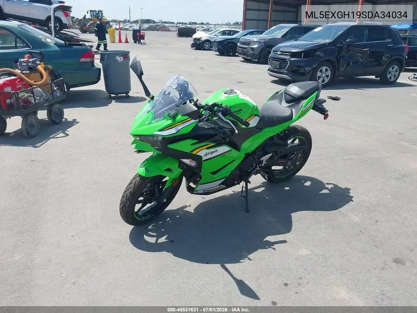 2025 Kawasaki Ex500 H VIN: ML5EXGH19SDA34034 Lot: 45531631