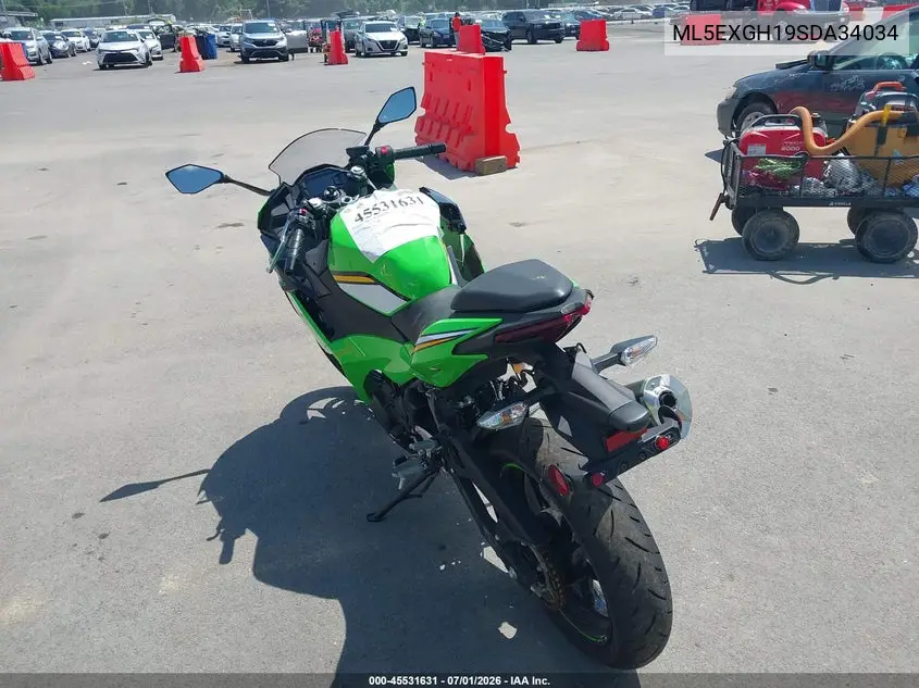 2025 Kawasaki Ex500 H VIN: ML5EXGH19SDA34034 Lot: 45531631