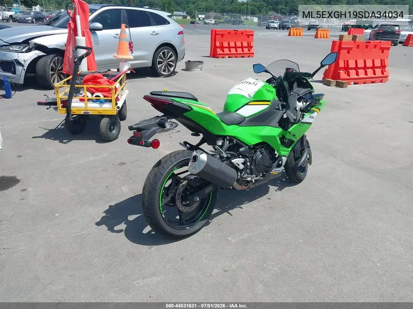 2025 Kawasaki Ex500 H VIN: ML5EXGH19SDA34034 Lot: 45531631