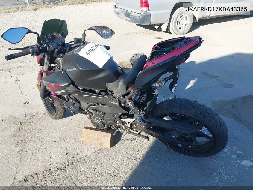 2019 Kawasaki Er400 D VIN: JKAERKD17KDA43365 Lot: 44629843