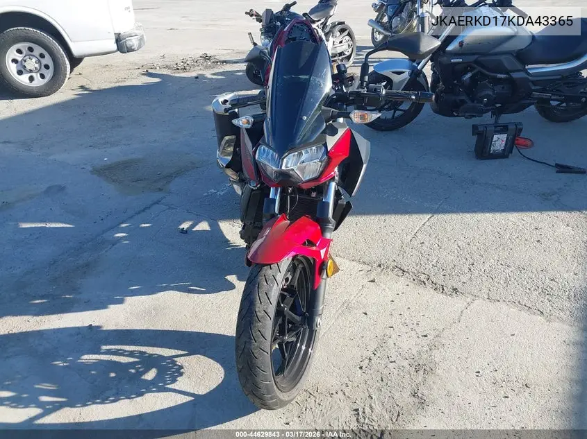 2019 Kawasaki Er400 D VIN: JKAERKD17KDA43365 Lot: 44629843
