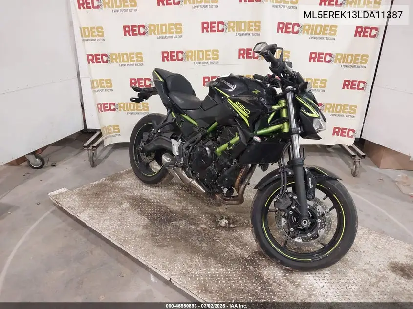 2020 Kawasaki Er650 K VIN: ML5EREK13LDA11387 Lot: 45550833