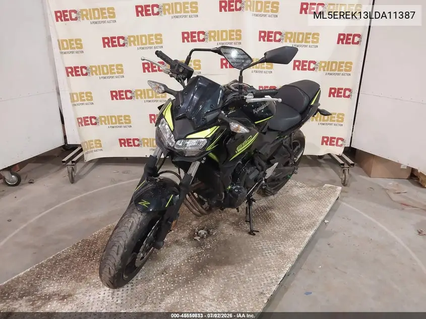 2020 Kawasaki Er650 K VIN: ML5EREK13LDA11387 Lot: 45550833