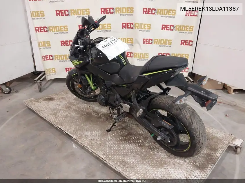 2020 Kawasaki Er650 K VIN: ML5EREK13LDA11387 Lot: 45550833