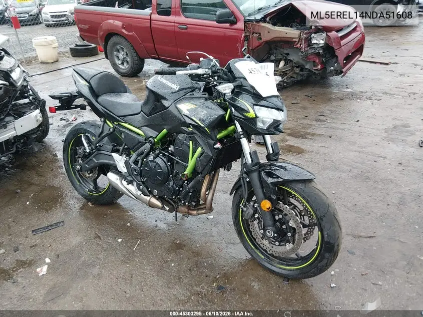 2022 Kawasaki Er650 L VIN: ML5EREL14NDA51608 Lot: 45303295